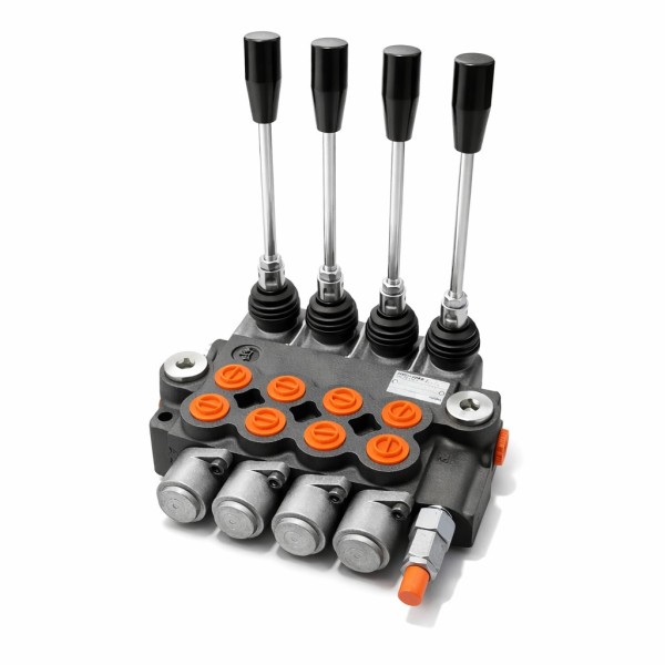 Υδραυλικό Χειριστήριο Μονομπλόκ Διπλής Ενέργειας 40L/min – Ελατηριωτό 4 Λεβιέδες (Control Valve)