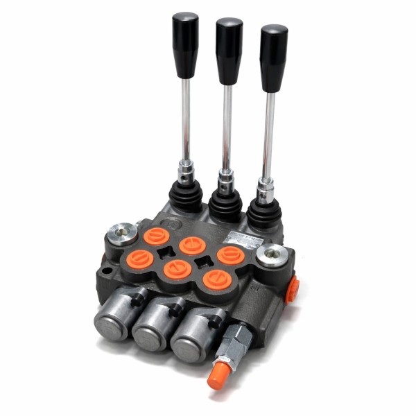 Υδραυλικό Χειριστήριο Μονομπλόκ Διπλής Ενέργειας 40L/min – Ελατηριωτό 3 Λεβιέδες (Control Valve)