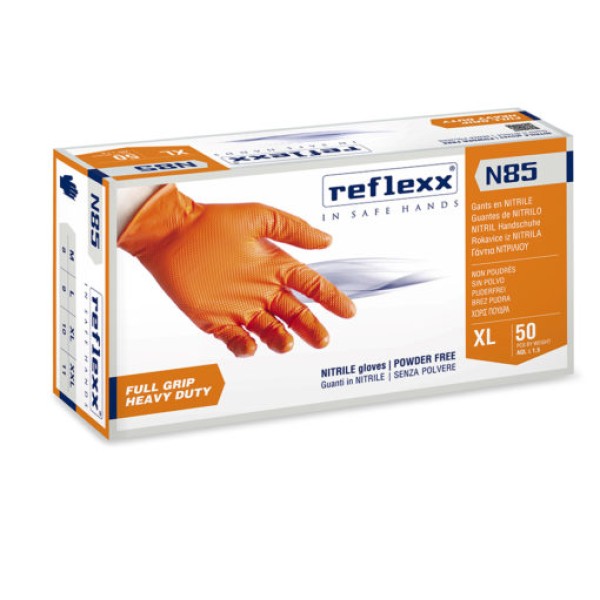 Γάντια Νιτριλίου Πορτοκαλί Reflexx N85