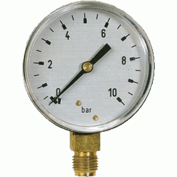 Μανόμετρο απλό Φ63 με κάθετο σπέιρωμα 1/4 και πίεση από -1 έως 0bar
